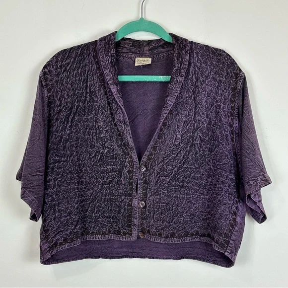 Vintage 1990’s Magic Embroidered Purple Maxi Tank Dress And Shrug Set L Boho - Picture 7 of 12